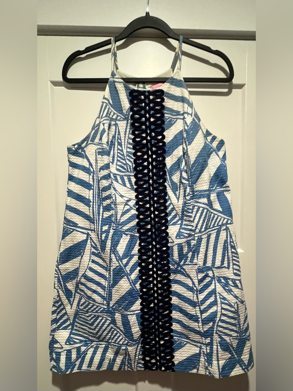 Lilly Pulitzer Annabelle Shift Dress Bay Blue Yacht Sea Size 12 100% Cotton